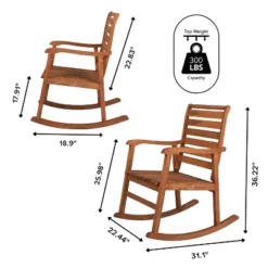 Carey Modern Slat-Back Acacia Wood Patio Outdoor Rocking Chair - JONATHAN Y -Furniture store GUEST cd4e0107 1e98 4836 a8ec 2c34d1a00793