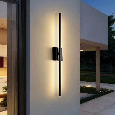 JONATHAN Y Vara Modern Minimalist Indoor/Outdoor Metal 350-Degree Rotate Dimmable Integrated Linear LED Wall Sconce 9 JONATHAN Y Vara Modern Minimalist Indoor/Outdoor Metal 350-Degree Rotate Dimmable Integrated Linear LED Wall Sconce - Image 9
