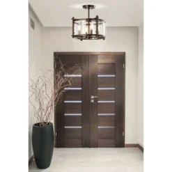 15" Iron And Glass Hampdon Modern Drum LED Flush Mount Black - Jonathan Y -Furniture store GUEST ce60d1e7 fe8c 4558 9e52 0e93b7dce033