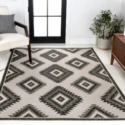 Lior Geometric Moroccan Diamond Indoor/Outdoor Area Rug - JONATHAN Y -Furniture store GUEST ce94ab3e 0b4c 48fb 913a 1ace45b524b9