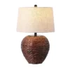 JONATHAN Y Alaro 24.5" Table Lamp: Hand-Woven, Beige Linen Shade, Rustic Metal Frame