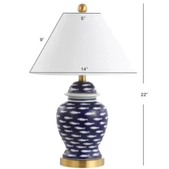 22" Ceramic School Of Fish Ginger Jar Table Lamp (Includes LED Light Bulb) Blue -JONATHAN Y -Furniture store GUEST d0487e76 03f3 4275 a4ff 9602b82a7a98