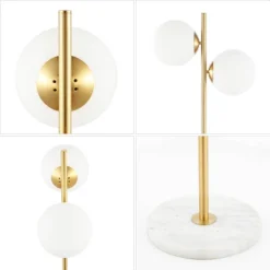 60.5" 2-Light Oscar Modern Parisian Candlestick Iron Floor Lamp (Includes LED Light Bulb) Brass Gold/White - JONATHAN Y