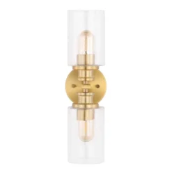 16.5" LED 2-Light Jules Edison Cylinder Iron/Seeded Glass Contemporary Wall Light Brass Gold - JONATHAN Y -Furniture store GUEST d171cbe9 a4f0 46c6 9a81 20a7f8320e27