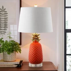 23" Pineapple Classic Vintage Ceramic LED Table Lamp LED Light Bulb (Includes LED Light Bulb) - JONATHAN Y -Furniture store GUEST d1963ec3 88b3 46e0 a7bb 1d3ceefe3bca
