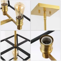 15" 4-Light Lloyd Farmhouse Industrial Iron LED Pendant Black/Brass Gold - JONATHAN Y 19 15" 4-Light Lloyd Farmhouse Industrial Iron LED Pendant Black/Brass Gold - JONATHAN Y -Furniture store GUEST d1d3bd90 8413 4fe6 ac8c 023f983beb1d