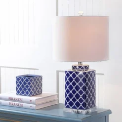 23" Clarke Chinoiserie Table Lamp (Includes LED Light Bulb) Blue - JONATHAN Y