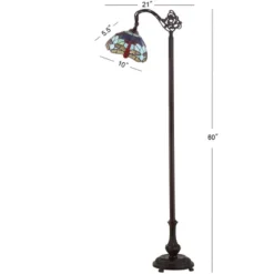 60" Dragonfly Tiffany Style Arched Floor Lamp (Includes LED Light Bulb) Bronze - JONATHAN Y -Furniture store GUEST d72b77b6 9d5b 4d2d a29a b84a68837c23