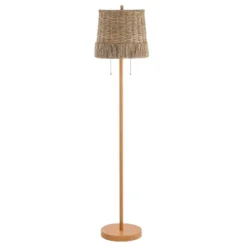 61" 2-Light Ocata Coastal Bohemian Iron/Rattan LED Floor Lamp With Pull-Chain Brown Wood (Includes LED Light Bulb) - JONATHAN Y -Furniture store GUEST d88051fb 4d9a 43d6 9637 1c4d3b89b569