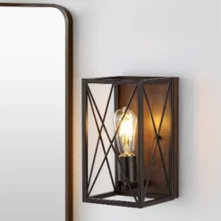 JONATHAN Y Norris X-Frame 1-Light Farmhouse Rustic Iron LED Sconce 17 JONATHAN Y Norris X-Frame 1-Light Farmhouse Rustic Iron LED Sconce -Furniture store GUEST d8f017ba 5f43 4406 a065 60ce22e07f0e