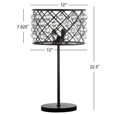 22.5" Metal/Crystal Gabrielle Table Lamp (Includes LED Light Bulb) Black - JONATHAN Y 3 22.5" Metal/Crystal Gabrielle Table Lamp (Includes LED Light Bulb) Black - JONATHAN Y - Image 3