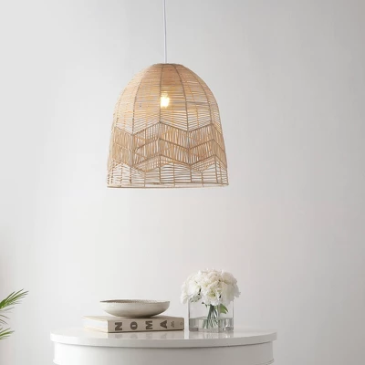 17.5" 1-Light Sofia Farmhouse Coastal Rattan LED Pendant Brown - JONATHAN Y 16 17.5" 1-Light Sofia Farmhouse Coastal Rattan LED Pendant Brown - JONATHAN Y - Image 16