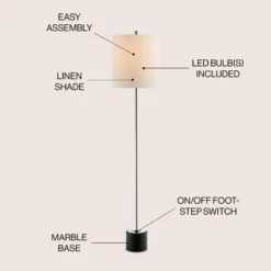 JONATHAN Y Levitt Marble/Metal LED Floor Lamp