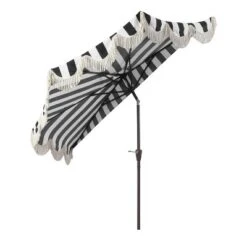 JONATHAN Y Beverly 9 Ft. Designer Classic Scalloped Fringe Half Market Patio Umbrella With Crank, Push Button Tilt And UV Protection -Furniture store GUEST dc0cf45e c5f5 4382 b010 c9b515bc7891