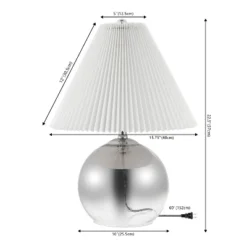 22.5" Louisa MidCentury Round Glass/Iron Pleated Shade Table Lamp (Includes LED Light Bulb) Smoke Gradient/Chrome - JONATHAN Y 14 22.5" Louisa MidCentury Round Glass/Iron Pleated Shade Table Lamp (Includes LED Light Bulb) Smoke Gradient/Chrome - JONATHAN Y -Furniture store GUEST dd733b78 03e5 4420 8b47 4f823ba991ae