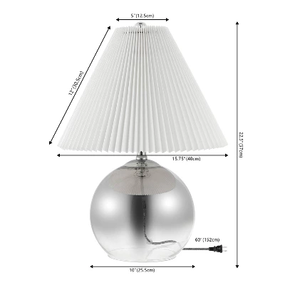 22.5" Louisa MidCentury Round Glass/Iron Pleated Shade Table Lamp (Includes LED Light Bulb) Smoke Gradient/Chrome - JONATHAN Y 7 22.5" Louisa MidCentury Round Glass/Iron Pleated Shade Table Lamp (Includes LED Light Bulb) Smoke Gradient/Chrome - JONATHAN Y - Image 7