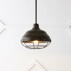Light Levi Industrial Farmhouse Iron Linear LED Pendant Oil Rubbed Bronze - JONATHAN Y -Furniture store GUEST dd820585 a2c3 40b6 8658 3ba3bcf7c651
