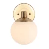 5.75" LED Metal/Frosted Glass Modernist Globe Pendent Gold/Black - JONATHAN Y: Art Deco Wall Light, ETL Listed, Dimmable