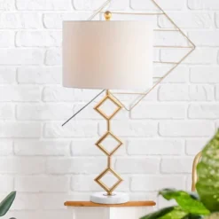 29.5" Metal Diamante Modern Gilt Table Lamp (Includes LED Light Bulb) Gold - JONATHAN Y 7 29.5" Metal Diamante Modern Gilt Table Lamp (Includes LED Light Bulb) Gold - JONATHAN Y -Furniture store GUEST dec9cb78 3e3e 4e6c 8321 0e3e95bed32b
