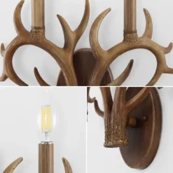 JONATHAN Y Oakley 13.25" 2-Light Southwestern Bohemian Resin/Iron Faux Antler LED Sconce: Rustic Decor, UL Listed, 2700K Warm Light -Furniture store GUEST ded6bf31 0697 4a1c b43d 2a502bd3ecf8