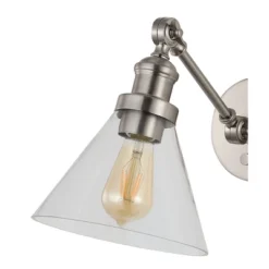 8" LED Cowie Iron/Glass Adjustable Wall Sconce Nickel - JONATHAN Y: Modern Plug-In Light Fixture With Clear Shade -Furniture store GUEST df327a38 9bf1 4074 bcb1 204127c7fab2