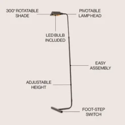 JONATHAN Y Cotys 66" MidCentury Industrial Metal Adjustable Pharmacy LED Floor Lamp