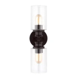 LED 2-Light Jules Edison Cylinder Iron/Seeded Glass Contemporary Wall Sconce Oil Rubbed Bronze - JONATHAN Y: Bathroom Vanity Lighting, Art Deco Style -Furniture store GUEST e0204af9 d6c6 4063 b4b5 965b4b5785c2