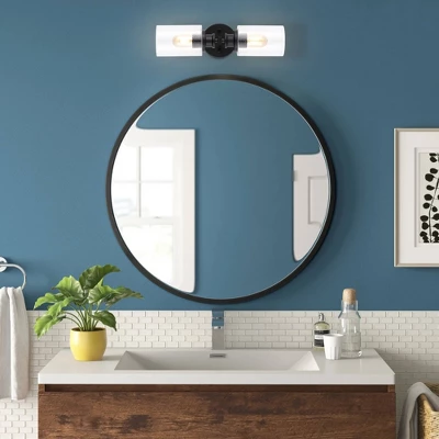 16.5" LED 2-Light Jules Edison Cylinder Iron/Seeded Glass Contemporary Wall Sconce Black - JONATHAN Y: UL Listed, Modern Vanity Lighting 4 16.5" LED 2-Light Jules Edison Cylinder Iron/Seeded Glass Contemporary Wall Sconce Black - JONATHAN Y: UL Listed, Modern Vanity Lighting - Image 4