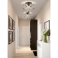 12" Metal/Glass Stella Moravian Star Flush Mount (Includes Energy Efficient Light Bulb) Black - JONATHAN Y -Furniture store GUEST e07092ba 3ffe 4397 935f 01a8e5a2c74f