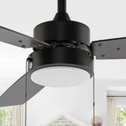 JONATHAN Y Blair 42" 1-Light 3-Speed Iron Adjustable Integrated LED Ceiling Fan With Pull Chains: Plywood Blades, Reversible Motor -Furniture store GUEST e091d2de 4e09 45ee ab3a 5f82cc89ca39