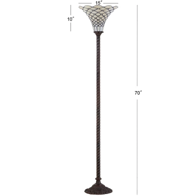 70" White Tiffany Torchiere Floor Lamp (Includes LED Light Bulb) Bronze - JONATHAN Y 3 70" White Tiffany Torchiere Floor Lamp (Includes LED Light Bulb) Bronze - JONATHAN Y - Image 3