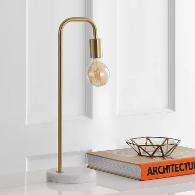 20.5" Metal/Marble Minimalist Glam Pipe Table Lamp (Includes LED Light Bulb) Brass - Jonathan Y 2 20.5" Metal/Marble Minimalist Glam Pipe Table Lamp (Includes LED Light Bulb) Brass - Jonathan Y - Image 2