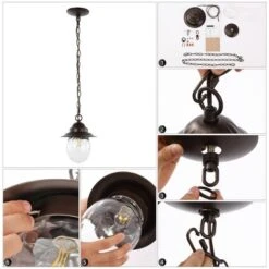 8.25" 1-Light Manteo Farmhouse Industrial Iron/Glass Outdoor LED Pendant Oil Rubbed Bronze/Clear - JONATHAN Y 15 8.25" 1-Light Manteo Farmhouse Industrial Iron/Glass Outdoor LED Pendant Oil Rubbed Bronze/Clear - JONATHAN Y -Furniture store GUEST e2d4b8b6 2337 4146 9427 1909fa542517