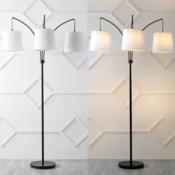 72.5" 3-Light Sylva Mid-Century Modern Head-Adjustable Iron LED Arc Floor Lamp Black (Includes LED Light Bulb) - JONATHAN Y -Furniture store GUEST e2e28959 cef1 44b3 8b5b 459b755bd8fa