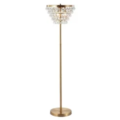 60" Crystal/Metal Jemma Floor Lamp (Includes LED Light Bulb) Gold - JONATHAN Y