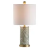20.5" Ceramic Swirl Table Lamp (Includes LED Light Bulb) Green - JONATHAN Y: Brass Pedestal, Linen Shade, No Assembly Required