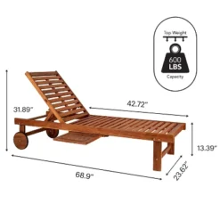 Seabrook 69 X 24 Inch Outdoor Acacia Wood Lounger With Cushion, 5-Position Back, Slide Table & Wheels -JONATHAN Y 19 Seabrook 69 X 24 Inch Outdoor Acacia Wood Lounger With Cushion, 5-Position Back, Slide Table & Wheels -JONATHAN Y -Furniture store GUEST e3e37152 9a7a 4e8b bd9b 8b02a4686835