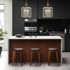 11" LED 4-light Ruth Classic Lantern Metal/Glass Pendant Antique Gold - JONATHAN Y -Furniture store GUEST e40fe0df 5954 4af9 ae1d aa20df1bc342