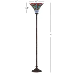 71" Dragonfly Tiffany Style Torchiere Floor Lamp (Includes Energy Efficient Light Bulb) - JONATHAN Y 7 71" Dragonfly Tiffany Style Torchiere Floor Lamp (Includes Energy Efficient Light Bulb) - JONATHAN Y -Furniture store GUEST e4466a3c 236d 4735 8889 8b9578c51c99