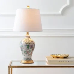 24" Penelope Chinoiserie Table Lamp (Includes LED Light Bulb) Cream - JONATHAN Y