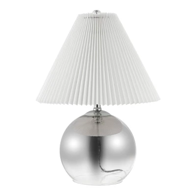 22.5" Louisa MidCentury Round Glass/Iron Pleated Shade Table Lamp (Includes LED Light Bulb) Smoke Gradient/Chrome - JONATHAN Y 6 22.5" Louisa MidCentury Round Glass/Iron Pleated Shade Table Lamp (Includes LED Light Bulb) Smoke Gradient/Chrome - JONATHAN Y - Image 6