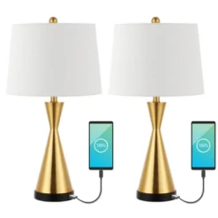 (Set Of 2) 26" Colton Classic French Country Iron LED Table Lamp With USB Charging Port (Includes LED Light Bulb) - JONATHAN Y -Furniture store GUEST e635d6d3 4622 4a3d b0af f4265eadd5eb
