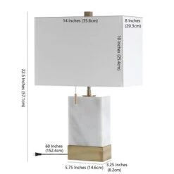 22.5" Marble And Iron Trevor Modern Console Table Lamp (Includes LED Light Bulb) White And Gold - Jonathan Y -Furniture store GUEST e726db85 d7ea 40aa b1cc 998cf770bc1c
