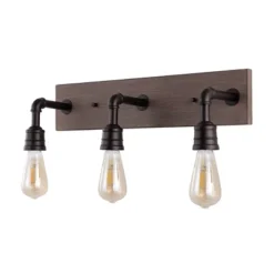 22.13" 3-Light Corbett Rustic Farmhouse Iron LED Vanity Oil Rubbed Bronze/Brown Wood Finish - JONATHAN Y 12 22.13" 3-Light Corbett Rustic Farmhouse Iron LED Vanity Oil Rubbed Bronze/Brown Wood Finish - JONATHAN Y -Furniture store GUEST e78a7c58 33ca 4b56 8e74 842d8c66cfab