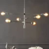 36" 6-Light Atlas Modern Vintage Iron Arm-Adjustable LED Chandelier Chrome - JONATHAN Y