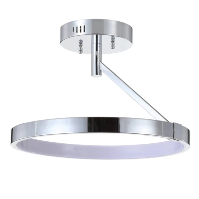 17.5" Metal Owen Dimmable Semi Flush Mount (Includes Energy Efficient Light Bulb) Chrome - JONATHAN Y 2 17.5" Metal Owen Dimmable Semi Flush Mount (Includes Energy Efficient Light Bulb) Chrome - JONATHAN Y - Image 2