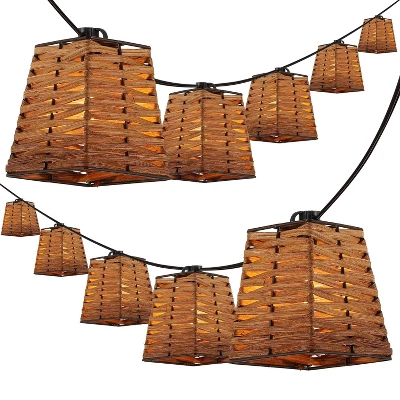 JONATHAN Y Quinn 10' 10-Light Incandescent G40 SQ Bamboo Shaded String Lights: UL Listed, Indoor/Outdoor Use 7 JONATHAN Y Quinn 10' 10-Light Incandescent G40 SQ Bamboo Shaded String Lights: UL Listed, Indoor/Outdoor Use - Image 7