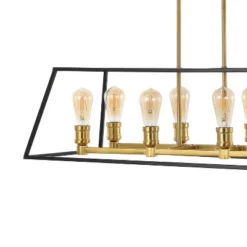 35" 8-Light Liane Farmhouse Industrial Iron Linear LED Pendant Black/Brass Gold - JONATHAN Y 16 35" 8-Light Liane Farmhouse Industrial Iron Linear LED Pendant Black/Brass Gold - JONATHAN Y -Furniture store GUEST ec796841 64d1 431f 902d 77dc9a0dc315