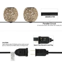 JONATHAN Y Oahu 10' 10-Light Incandescent C7 Hemp Rope Shaded String Lights: UL Listed, Indoor/Outdoor Use, LED Compatible 9 JONATHAN Y Oahu 10' 10-Light Incandescent C7 Hemp Rope Shaded String Lights: UL Listed, Indoor/Outdoor Use, LED Compatible -Furniture store GUEST ede0aeef 586a 42b7 8274 e60d76effefc