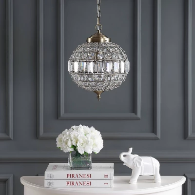 12" Crystal/Metal Georgina Chandelier Pendant (Includes Energy Efficient Light Bulb) Antique Brass - JONATHAN Y 2 12" Crystal/Metal Georgina Chandelier Pendant (Includes Energy Efficient Light Bulb) Antique Brass - JONATHAN Y - Image 2